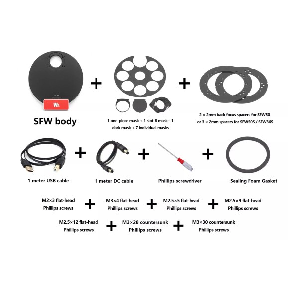 Rueda portafiltros de perfil bajo Snowflake 8 x 36mm WandererAstro